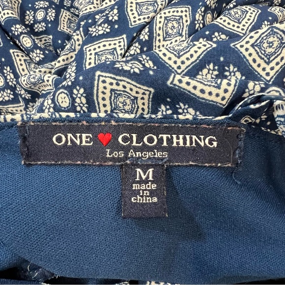 One Clothing Los Angeles Blue & White Tile Print Maxi Dress SZ M - Picture 7 of 10